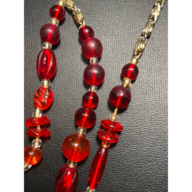 Ruby Red Bohemian/Czech Exceptional Glass Ruby Necklace From Jablonec Nad Nisou Region, Mid-Century Pressed Molded Glass For Sale - Image 8 of 10