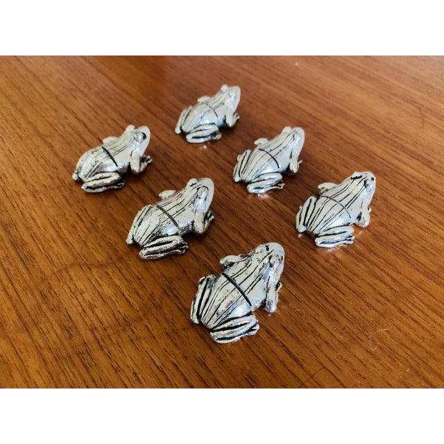 Metal Silver-Plated Frog Knife Rests, 1950s, Set of 6 For Sale - Image 7 of 18