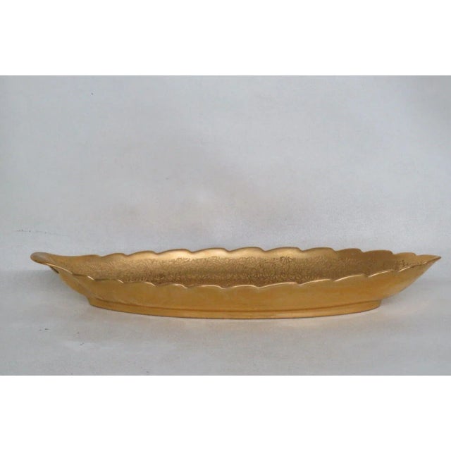 Pickard China 419 24kt Gold Encrusted Leaf Shape Serving Tray Dish Platter For Sale - Image 9 of 12