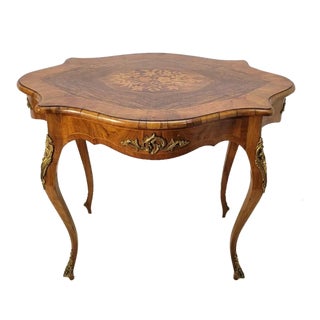 19th Century French Inlaid Black Walnut Center Table For Sale
