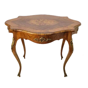 19th Century French Inlaid Black Walnut Center Table