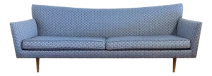 Vintage Paul McCobb Pagoda Blue Fabric Mid Century Modern Sofa