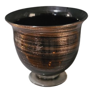 Vintage Mid-Century Modern Italian Art Glass Deep Amethyst & Gold Dust Vase Bowl