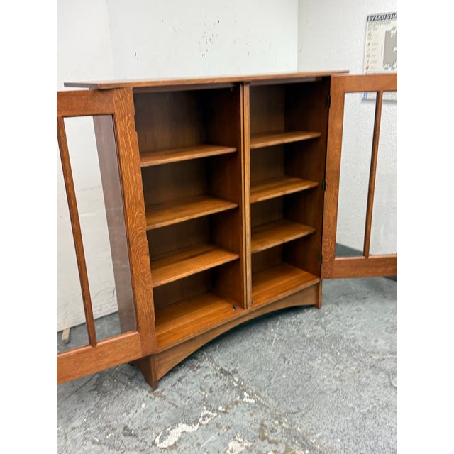 Brown Stickley Furniture Harvey Ellis Design Bookcase With Inlay For Sale - Image 8 of 14