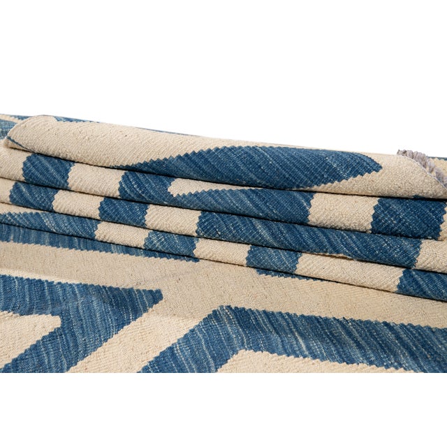 Doris Leslie Blau Vintage Geometric Light Beige Hand-Knotted Wool Rug For Sale - Image 15 of 17