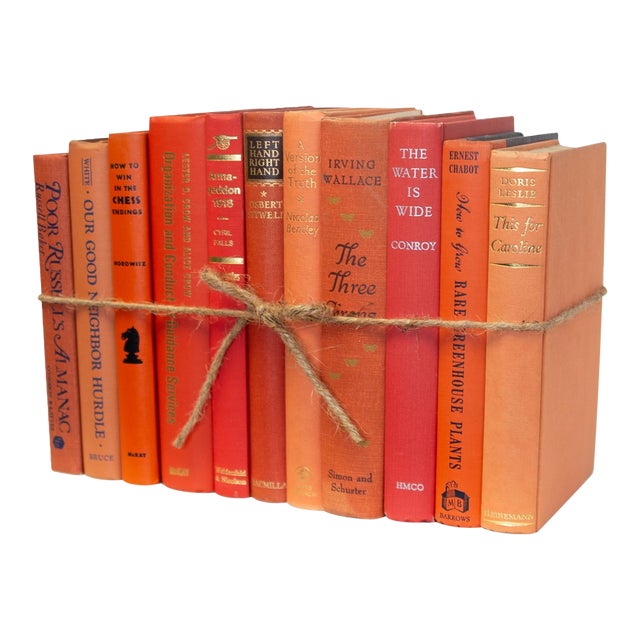 Decorative Books - Vintage Citrus Book Bundle - 1 Foot of Orange Books For Sale
