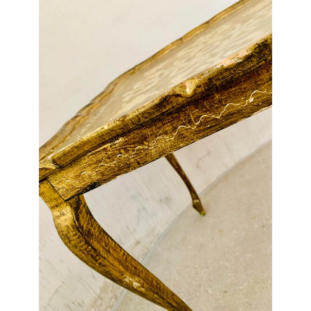 Mid-Century Modern Vintage Mid-Century Italian Neoclassical Florentine Table, Gilt-Wood Square For Sale - Image 3 of 12