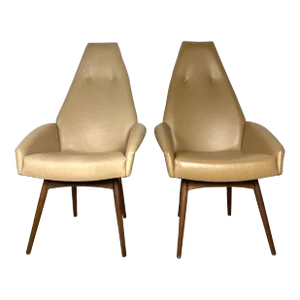 Mid 20th Century Mid-Century Adrian Pearsall Style Leather Lounge Chairs - a Pair
