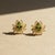 Modern Pear-Cut Peridot Lutus Flower Earrings Studs, Silver, Gold, Pair For Sale - Image 3 of 8