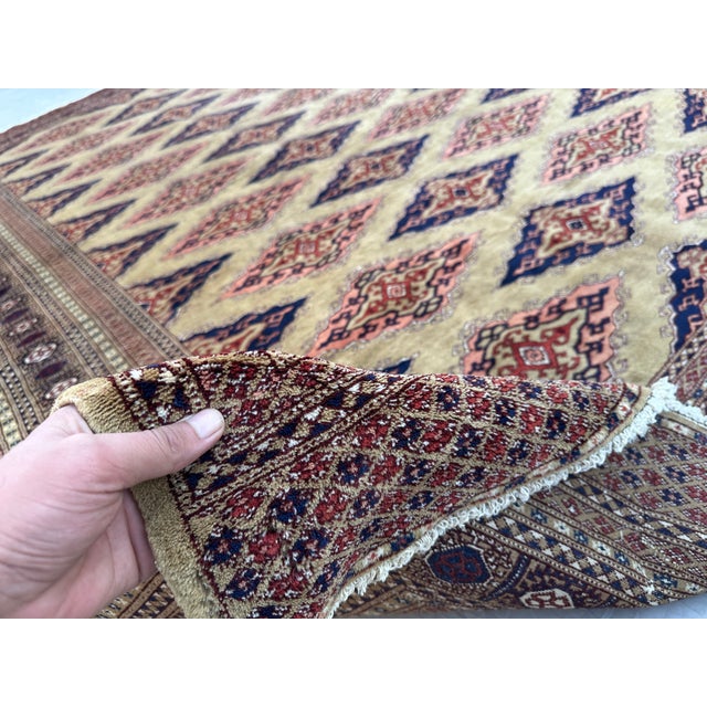 Textile Vintage Pakistani Handmade Wool Rug 6' X 8'8" – Tribal Living Room Carpet For Sale - Image 7 of 10