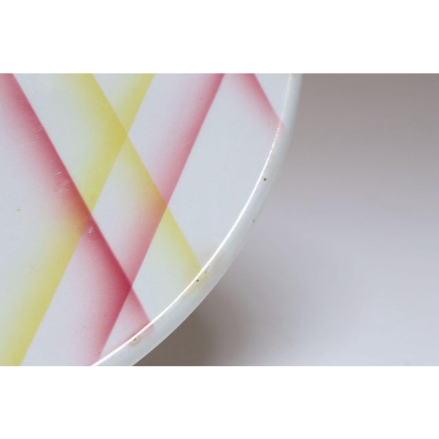 Vintage German Ceramic Cake or Pie Plate / Round Trivet With Diamond Argyle / Lattice Pattern For Sale - Image 14 of 18