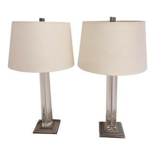Robert Abbey Acrylic Lucite Lamps, a Pair For Sale