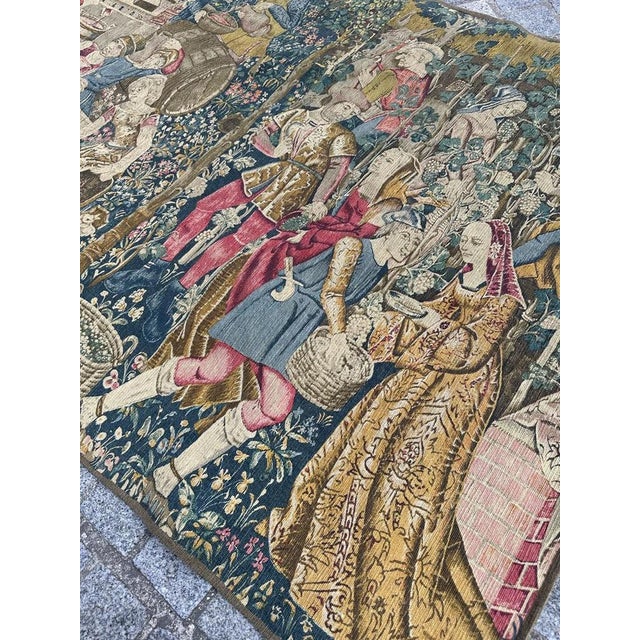 Vintage French Hand Printed Tapestry Vendanges Design, 1950s For Sale - Image 13 of 18
