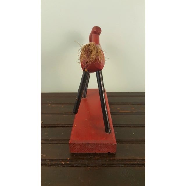 1960s Folk Art Sub-Station Red Wood Horse For Sale - Image 4 of 6