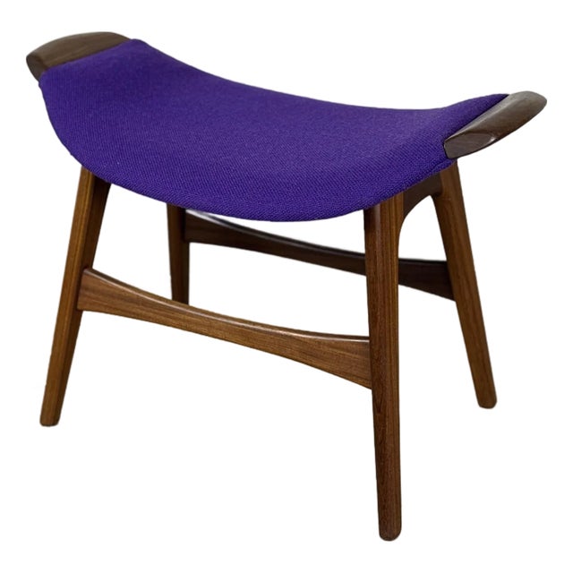 1960s Mid Century Modern Ottoman Foot Stool by Westnofa - Vintage Teak Footstool For Sale