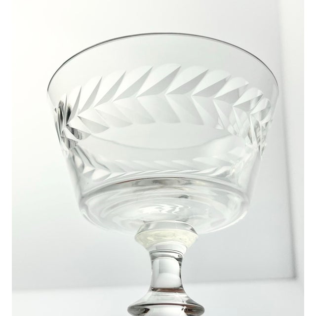 1940s 1940s Vintage Set of 3 Coupe Champagne Glasses 4 5/8” 6oz For Sale - Image 5 of 6
