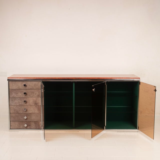 Black Marble and Leather Tucroma Sideboard by Guido Faleschini for i4 Mariani, 1970 For Sale - Image 8 of 18