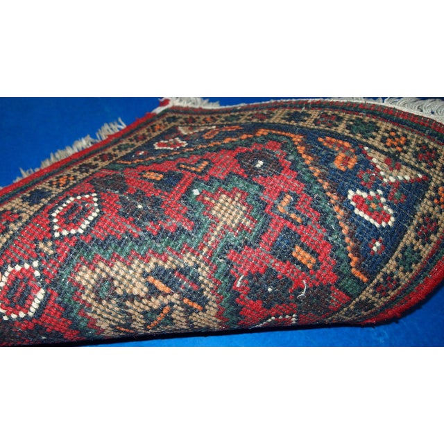 Textile Handmade Vintage Persian Hamadan Rug 1.3' X 2' (41cm X 61cm) 1970s For Sale - Image 7 of 9