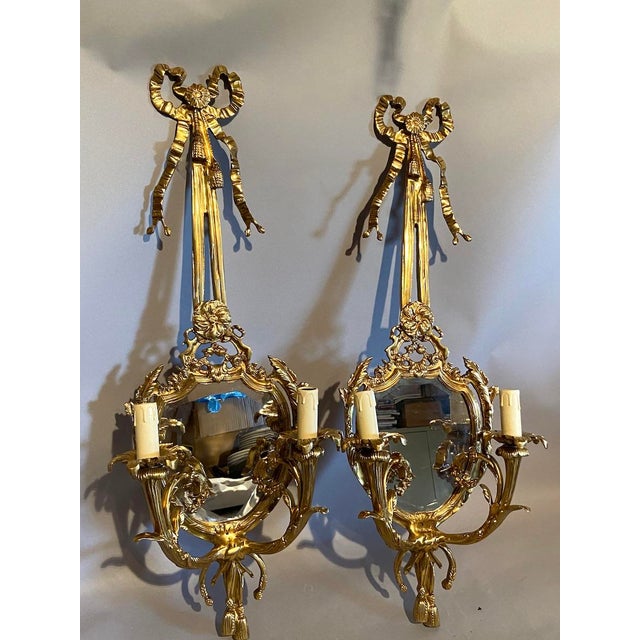 Late 20c French Louis XVI Bronze Wall Lamps/ Sconces - Pair 2 PCS For Sale - Image 18 of 18