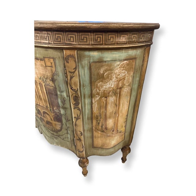 Neoclassical Antique Italian Neoclassical Hand Painted Demilune Chest. For Sale - Image 3 of 8