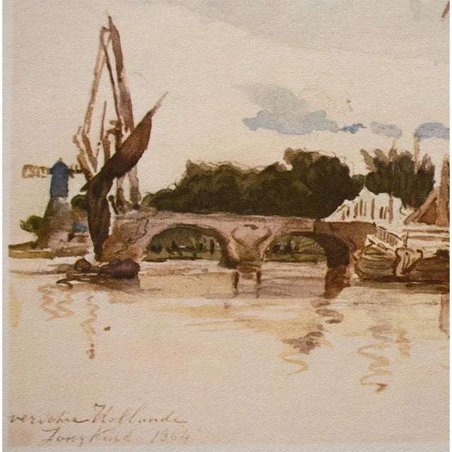 1959 After Johan Jongkind "Dutch Harbor", Vintage Hungarian Full-Color Print For Sale - Image 4 of 13