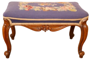 Victorian Petit Point Tapestry Upholstered Stool, 1870s