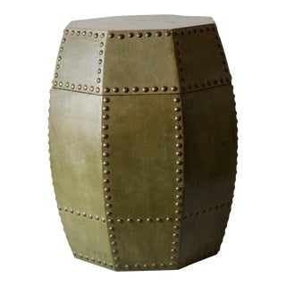 Faux Leather Studded Octagonal Table Storage Vintage For Sale