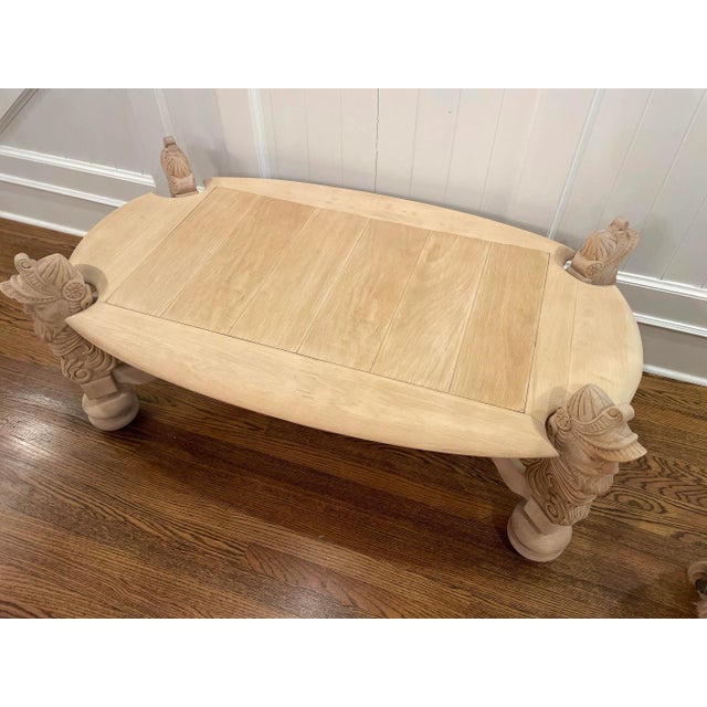 French Bleached Oak Coffee Table From Estate in France, British Colonial Style - 20th Century For Sale - Image 12 of 12