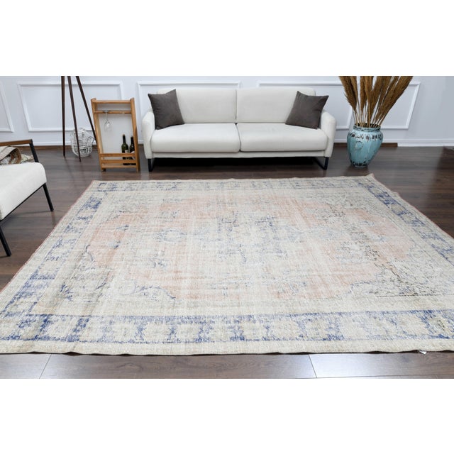 Pink 1970s Vintage Persian Handmade Wool Cotton Orange Area Rug For Sale - Image 8 of 11