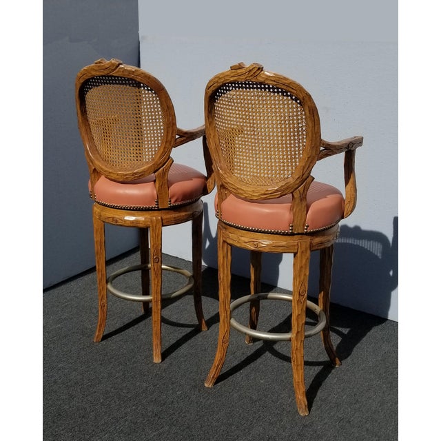 Vintage French Country Orange Coral Leather Cane Swivel ... (640 x 640 Pixel)