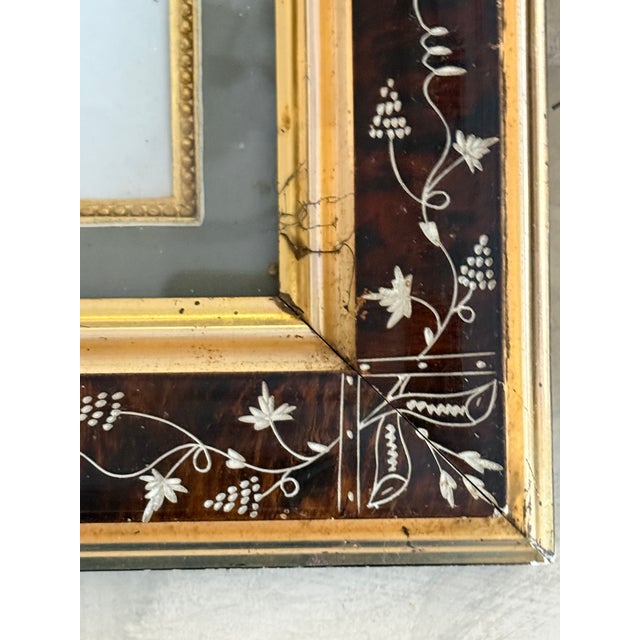 Wood Antique Picture Frames With Original Patent Label, Gold Ornamented Bevel - Pair For Sale - Image 7 of 12