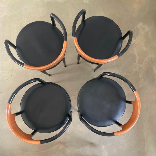 Black Armchairs by Gianfranco Frattini for Fasem, Italy, 1970s, Set of 4 For Sale - Image 8 of 16