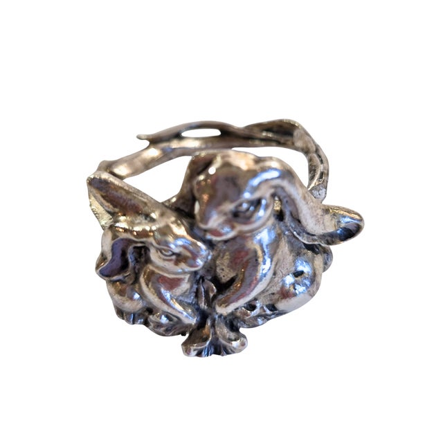 A delightful set of four Arthur Court Designs bunny napkin rings, crafted in the company’s signature hand-polished...