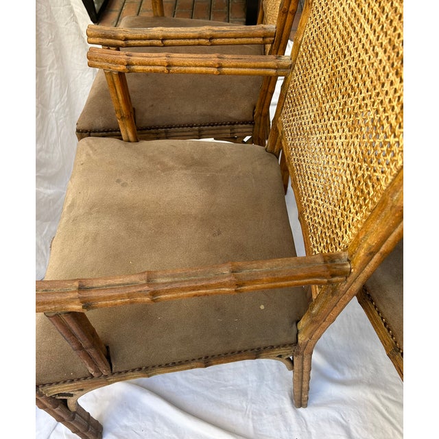 Italian Faux Bamboo and Cane Back Dining Chairs, Set of 4 For Sale - Image 10 of 12