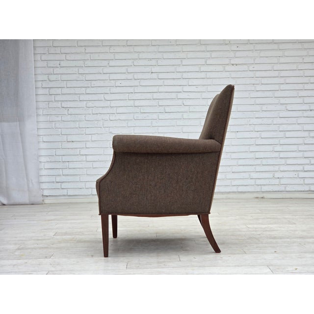Danish Armchair in Green Velour and Ash, 1960s For Sale - Image 10 of 18