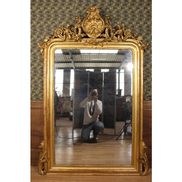 Louis Philippe Mirror in Golden Wood Frame For Sale - Image 11 of 11
