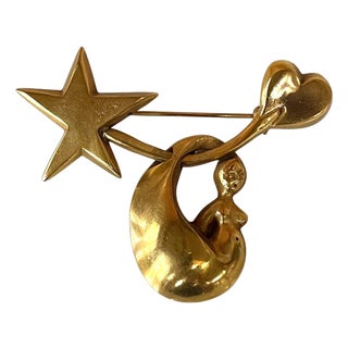 Bronze Brooch by Line Vautrin For Sale