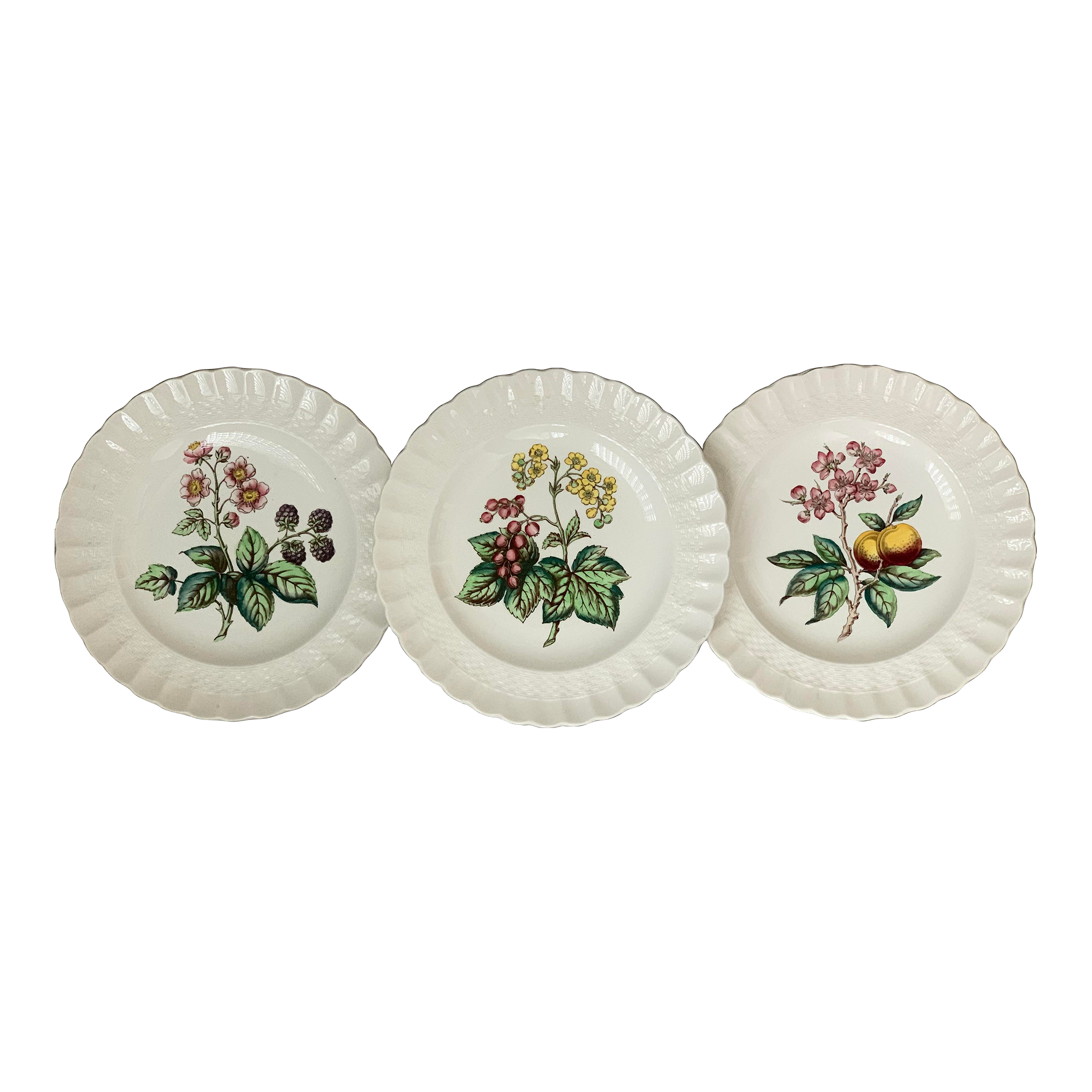 カドカド　Spode （イギリス製）Lobelia 花柄トレイ Vintage English Copeland Spode 'Glendale' Scalloped Plates in