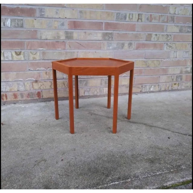 Hans Andersen Danish Mid Century Modern Hexagonal Teak Side Table For Sale - Image 4 of 7