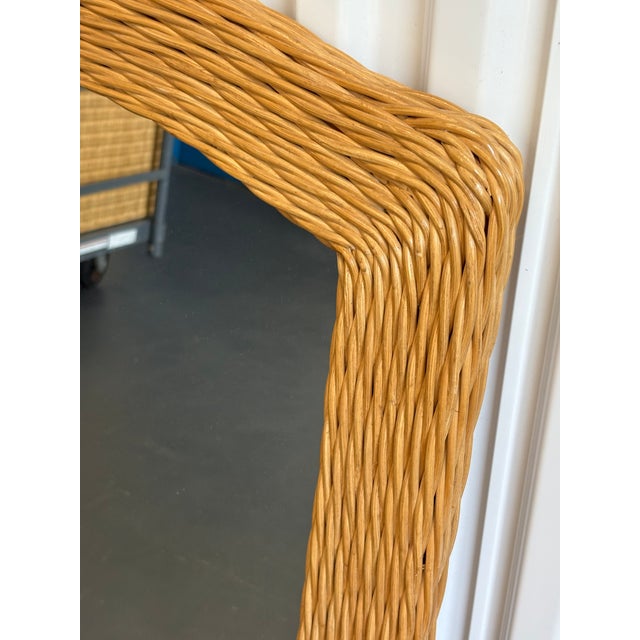 Late 20th Century Vintage Boho Chic Pencil Reed Rattan and Glass Mirror For Sale - Image 5 of 7