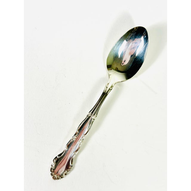 Metal Mid 20th Century Oneida Silverplate “Flirtation” Demitasse Spoons – Set of 8 in Original Boxes For Sale - Image 7 of 10