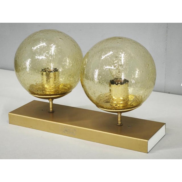 Vintage Czech Space Age Double Wall Light with Amber Bubble Glass Globes, 1970s For Sale - Image 12 of 15