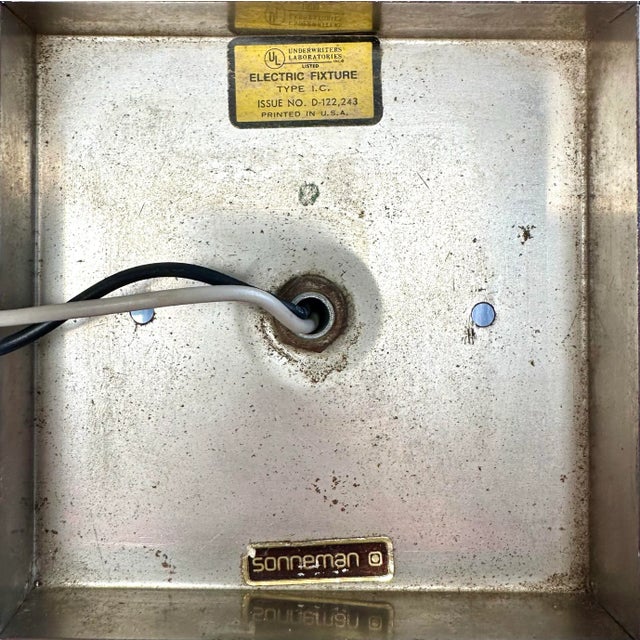 1960’s Mid Century Modern Sonneman Cube Chrome / Brass Ceiling Light Fixture For Sale - Image 10 of 12