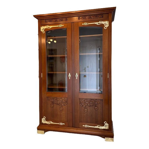 Antique Art Nouveau Glass Display Cabinet, 1920s For Sale