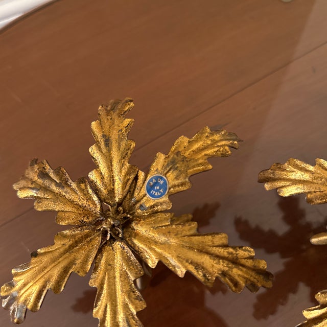 Vintage Gilt Iron Italian Candlestick Holders- a Pair For Sale In Atlanta - Image 6 of 11