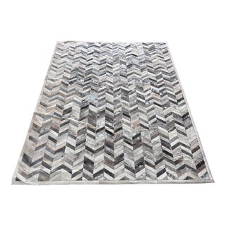 9ft X 10ft 9in Naturally Distressed Chevron Cowhide Area Rug For Sale
