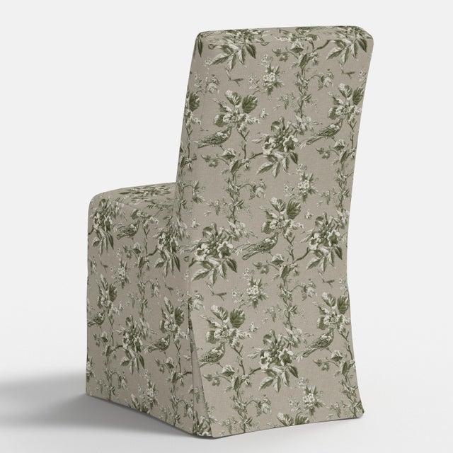 Textile Slipcover for Stoffer Home x Cloth & Company for Lindy Slipcover Dining Chair in Bird Toile Olive For Sale - Image 7 of 7