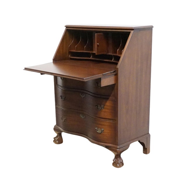 Late 20th Century Lammert's Furniture Solid Mahogany Traditional Style 31" Serpentine Front Secretary Desk For Sale - Image 5 of 14