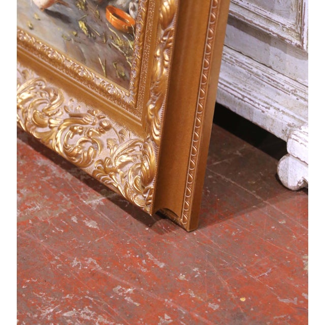 Gray Late 20th Century Italian Oil Painting After Torriglia L’Altalena For Sale - Image 8 of 12