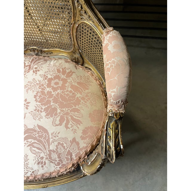 French Antique Louis XVI Style Wood Settee For Sale - Image 3 of 8